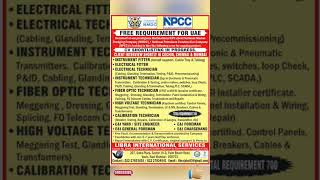 FREE REQUIREMENT FOR UAE  NPCC COMPANY shorts uae jobs [upl. by Inal]