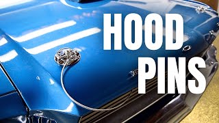 HOOD PIN Install  1966 Mustang Coupe [upl. by Anaytat]