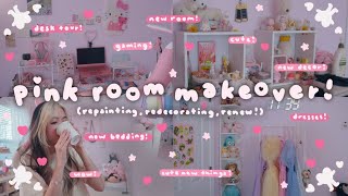 Aesthetic Dream Room Makeover in PINK   Room and Desk Tour  Tiffany Weng [upl. by Esenaj]