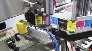 JDA  Square Bottle labeler  Front Back Labeling Machine USA Canada [upl. by Herrod]