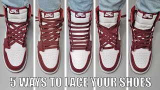 5 WAYS TO LACE UP YOUR JORDAN 1  Laces Styles [upl. by Oelc]