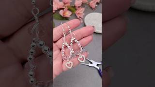 Handmade Crystal Beaded Earring  Beginners Wire Wrapped Teardrop Hanging Earrings Easy DIY Jewelry [upl. by Crockett]