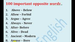 100 opposite words vocabulary [upl. by Goran197]