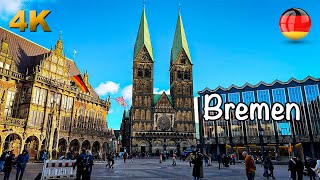 Beautiful Port City Bremen Germany Walking Tour 4K 60fps HDR [upl. by Devin966]