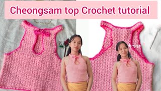 crochet cheongsam top Chinese crochet top yin crochet top tutorial for beginners  agragoge [upl. by Wendel]