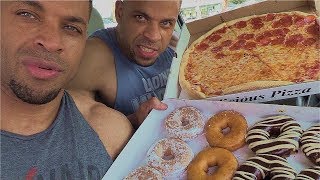 Epic Cheat Meal Pizza amp Donuts 1500 Calories Hodgetwins [upl. by Malamut76]