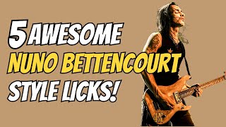 5 AWESOME Nuno Bettencourt Style Licks Guitar Lesson wTAB  MasterThatLick [upl. by Amre552]