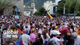 Venezuela election Thousands of protesters march in Caracas following disputed results [upl. by Ecinaj]