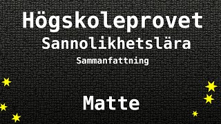 Högskoleprovet Sannolikhetslära Sammanfattning  Matte Kvantitativa KVA NOG [upl. by Ettellocin445]