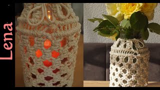 𝗠𝗮𝗰𝗿𝗮𝗺𝗲 with 𝗟𝗲𝗻𝗮 🕯️ Boho Vase Sommerglas 🕯️ Makramee Windlicht 🕯️ Macrame jar 🕯️ Candle Jar cover [upl. by Ynohtn]