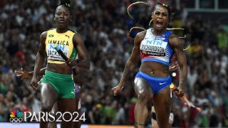 ShaCarri vs Shericka ANCHOR SHOWDOWN decides EPIC 4x100 between USA and Jamaica  NBC Sports [upl. by Nylodnew682]