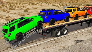 Flatbed Trailer new Toyota Cars Transportation with Truck  Pothole vs Car 115  Bng Wuchuchu Games [upl. by Ardnuaek]