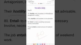 Vocabs Daily Day40 Know the meaning  HOSTILITYamp ENTAIL englishvocab english [upl. by Sitra]