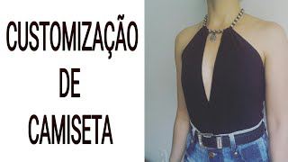 CUSTOMIZAÇÃO DE CAMISETA BLUSA COM DECOTE [upl. by Eirroc]