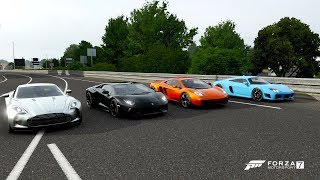 Forza 7 Drag race Lamborghini Aventador LP7004 vs Noble M600 vs McLaren 12C vs Aston Martin One77 [upl. by Holds]