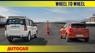 DRAG RACE Mahindra Scorpio vs Maruti Swift  Power to Weight Ratio  Autocar India [upl. by Silden842]