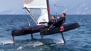 fast girls on iFLY15 Hydrofoil Catamaran  foiling catamaran sailing  iFLYsail foiling [upl. by Topper]