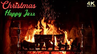 🔥 Christmas Fireplace w Happy Jazz Christmas Music 🔥 Instrumental Upbeat Christmas Jazz Ambience [upl. by Yntrok]