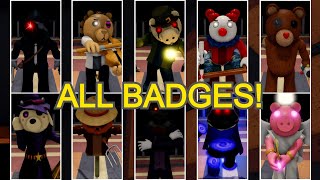 How to get ALL 38 BADGES  MORPHSSKINS in ACCURATE PIGGY RP THE RETURN  Roblox [upl. by Sadira]