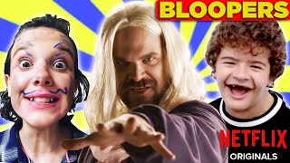 Stranger Things Los Mejores Bloopers Graciosos y Detrás de Escenas del Elenco  Netflix [upl. by Eerot125]