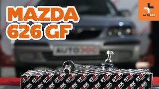 How to change front anti roll bar link Mazda 626 GF TUTORIAL  AUTODOC [upl. by Klapp61]