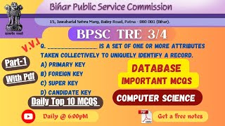 BPSC TRE 30 COMPUTER SCIENCE MCQ  Database MCQ  Bihar Shikshak Bharti 2024 [upl. by Aloise]