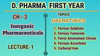 HaematinicsInorganic pharmaceuticalsL1CH3DPharm first year [upl. by Enilada442]