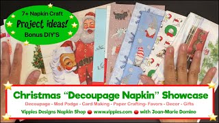 CHRISTMAS NAPKIN ART SHOWCASE  GIFT IDEAS  EASY DIY “NAPKIN CARDS” ➡️ NO GLUE  PRODUCT REVIEWS [upl. by Laundes833]