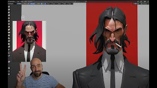 John Wick sculpt realtime in Blender for 1h and 30 min [upl. by Eednam]