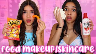 ONLY using FOOD MAKEUPSKINCARE PRODUCTS😱 [upl. by Dagny]