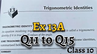 Class 10 Ex 13A Q11 to Q15  Trigonometric Identities  RS Aggarwal  CBSE  Rajmith Study [upl. by Akered]