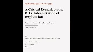 A Critical Remark on the BHK Interpretation of Implication  RTCLTV [upl. by Ribaudo579]