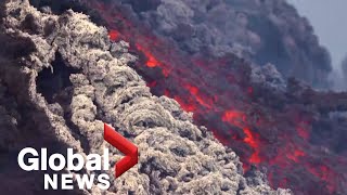 Mount Etna Stunning closeup as lava erupts from Europes most active volcano [upl. by Jude446]