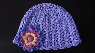 Шапочка на девочку крючком  Crochet girls hat [upl. by Ahsemac]