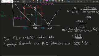 Hebelgesetz im Phasendiagramm  2 Beispiel mit teilweiser Löslichkeit EisenkohlenstoffDiagramm [upl. by Otaner]