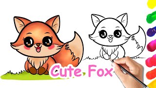 Simple Cute Fox Drawing for Kids and Beginner  Drawing For Kids [upl. by Eelyrag]