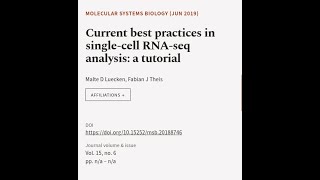 Current best practices in single‐cell RNA‐seq analysis a tutorial  RTCLTV [upl. by Whitcomb]