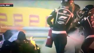 Romain Grosjean crash at Bahrain gp  Teammates Drivers and crew reaction [upl. by Llertnad]