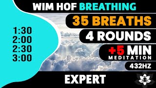 Expert Wim Hof Guided Breathing  4 Rounds  35 Breaths  5 min Meditation  432hz [upl. by Kcirre629]