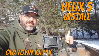 DETAILED fish finder kayak install  Hummingbird Helix 5  Old Town Sportsman 120 PDL [upl. by Esyahc]