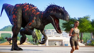 Indominus Rex Vs Indoraptor Breakout amp Fight  Jurassic World Evolution [upl. by Bandeen268]