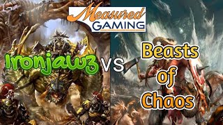 333 Ironjawz vs Beasts of Chaos  2000 point age of sigmar battle report [upl. by Aisinoid]