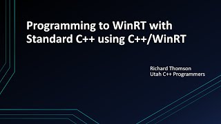 Programming to WinRT with Standard C using CWinRT [upl. by Nauqahs]