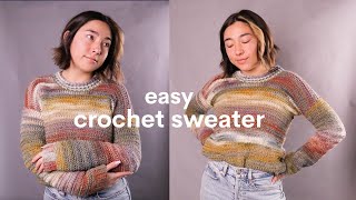 crochet sweater tutorial  crochet a pullover in 15 HOURS [upl. by Tnerual923]