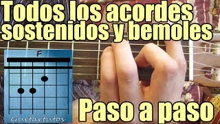 Como tocar acordes de guitarra para principiantes Acordes sostenidos y bemoles [upl. by Enahsal]