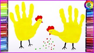 How to make Handprint Animal ⎮ Handprint hen craft ⎮Craft Idea ⎮ KIDKIDS TV kids [upl. by Sarena]