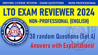 LTO Exam Reviewer 2024  Non Professional Drivers License  30 Questions with Explanations Set A [upl. by Liba]