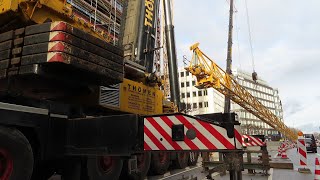 Mobilkran LIEBHERR LTM 150081 von THÖMEN beim Abbau eines POTAIN MDT 389 Teil 2 [upl. by Alyag690]