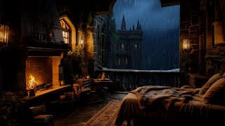 Sleep with Peaceful Rain Sounds and Thunder in Castle Room [upl. by Mavra]