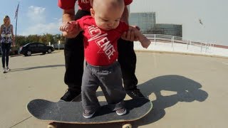 Babys First Time On A Skateboard [upl. by Eniledam463]